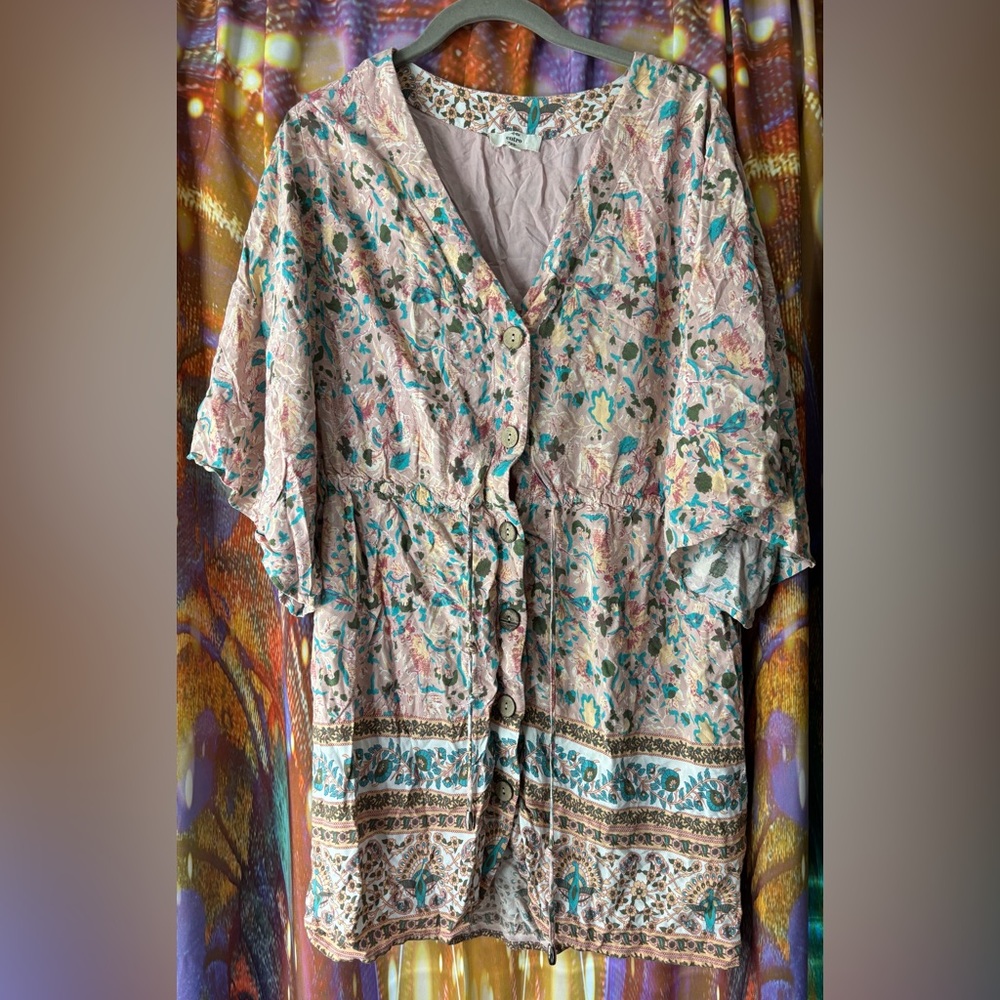🌺 Floral Boho Dress with Tie Waist